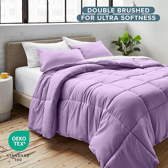 Bare Home Comforter Set - Cal King Size - Ultra-Soft - Goose Down Alternative - Premium 1800 Series - All Season Warmth (Cal King, Lavender)
