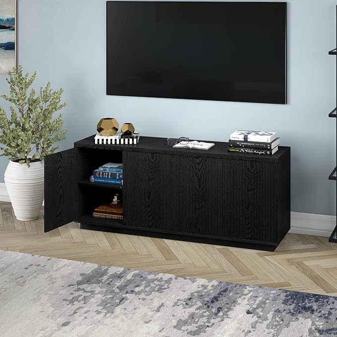 Henn&Hart Hanson, 57" Rectangular TV Stand, Black Grain - Image 5