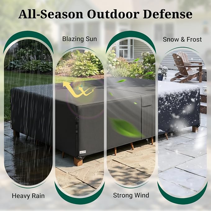 MR. COVER Heavy Duty Patio Furniture Covers, 900D Outdoor Furniture Cover Waterproof , Large Patio Set Covers Waterproof Outdoor for Dining Table and Chairs Combo, 113 x 76 x 28 Inch, Black - Image 5