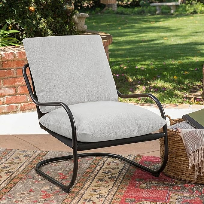 Peace nest Modern Accent Chair,Comfy Living Room Suspended Chair with Mental Frame,Bedroom Armchair with Soft Upholstered Cushion for Balcony Lounge Reading Meeting Room,Grey