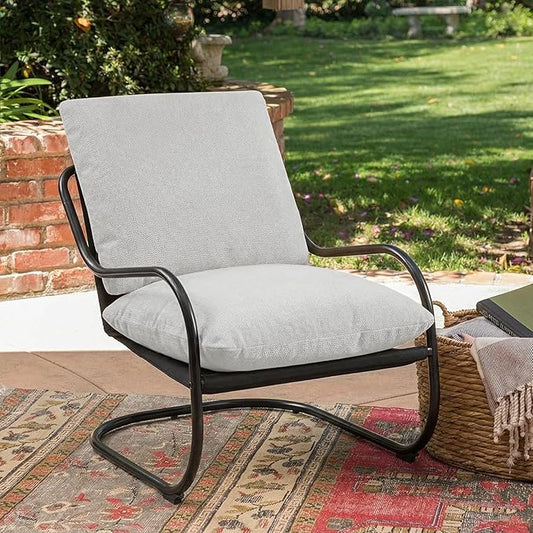Peace nest Modern Accent Chair,Comfy Living Room Suspended Chair with Mental Frame,Bedroom Armchair with Soft Upholstered Cushion for Balcony Lounge Reading Meeting Room,Grey