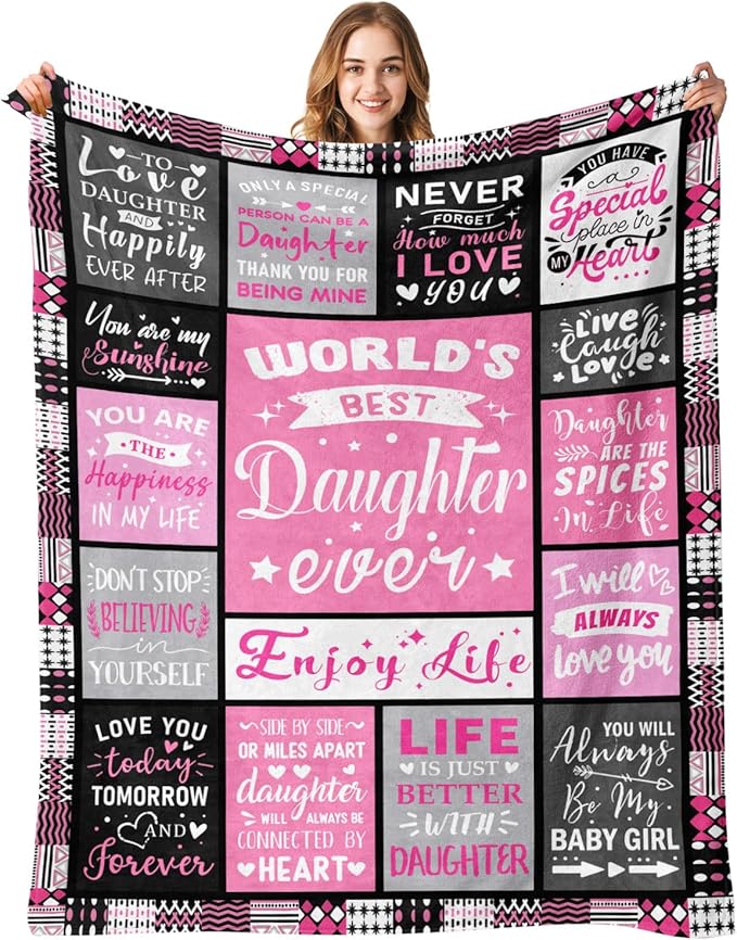 Daughter Mothers Day Birthday Gifts from Mom Dad - World's Best Daughter Ever Gifts - Teen Girl Gifts Trendy Stuff - Graduation Presents for Daughters Adult - Daughters Life Blanket 50"x60"