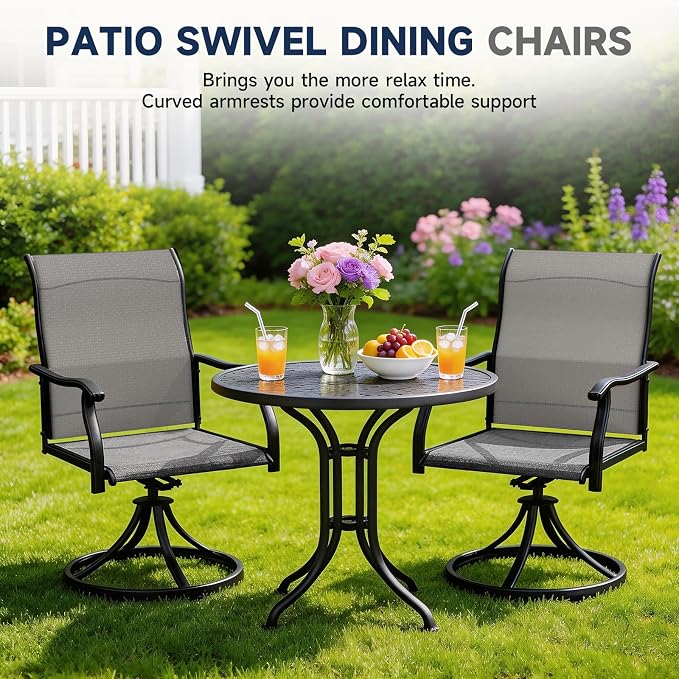 LEVELEVE 2-Piece Swivel Dining Chairs, Outdoor Patio Bistro Chairs for Lawn, Garden, Deck, Backyard & Porch (Matching Series for 5-Piece Set) - Image 3