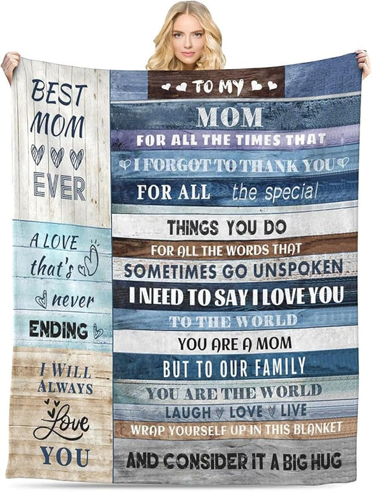 Gifts for Mom, Anniversary Birthday Gifts for Mom, Blanket to Mom from Daughter Son, Presents for Mother's Day,Christmas, Valentines, Soft Flannel Throw Blanket Bed Blanket (50x60)