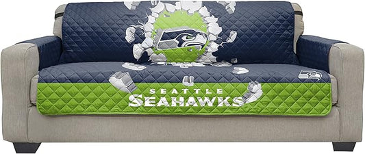 Pegasus Sports NFL Unisex NFL Sofa Couch Reversible Furniture Protector with Elastic Straps, 75-inches by 110-inches