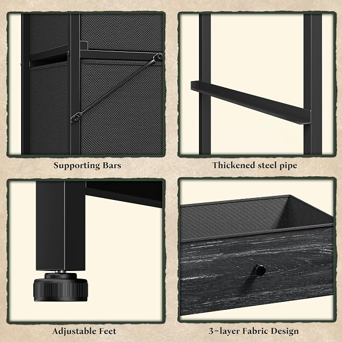 Romorgniz Black Dresser for Bedroom Tall Dresser with 12 Drawers Fabric Dressers & Chests of Drawers, Bedroom Dresser with Metal Frame, Wood Top, Entryway Living Room 11.81" D x 38.97" W x 40.15" H - Image 9