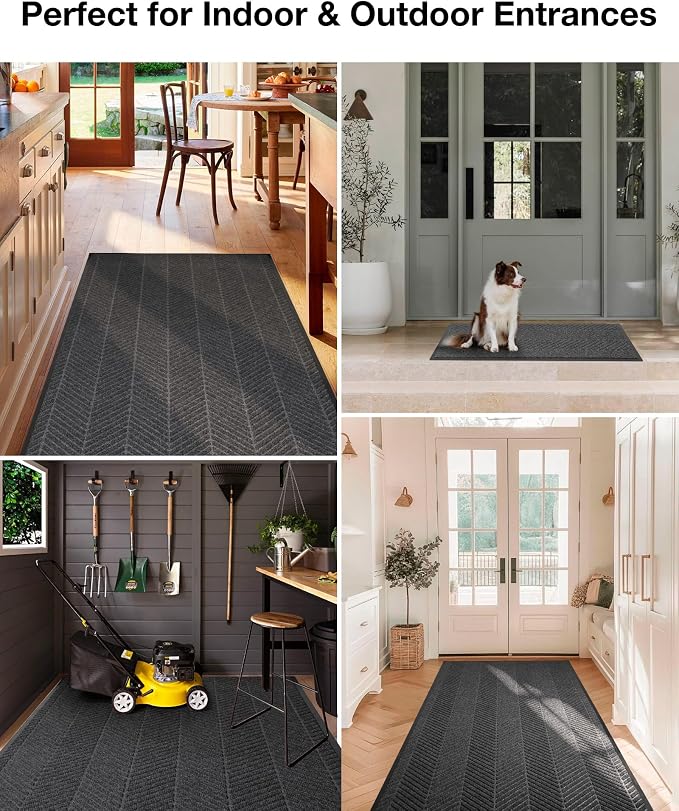4′ x 10′ Heavy Duty Front Door Mat Indoor Outdoor Entrance, Large Non-Slip All Weather Commercial Floor Mat for Entryway, Low Profile Waterproof Vinyl Rug for House (48" x 120", Charcoal Grey) - Image 7
