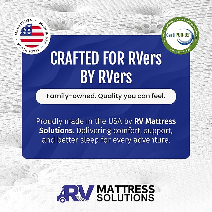 WanderRest Cool Hybrid 10” RV Mattress, Short Full 48x74, Medium, Cooling Gel Memory Foam & Pocketed Coil Mattress for RV, Camper, or Travel Trailer, Made in USA