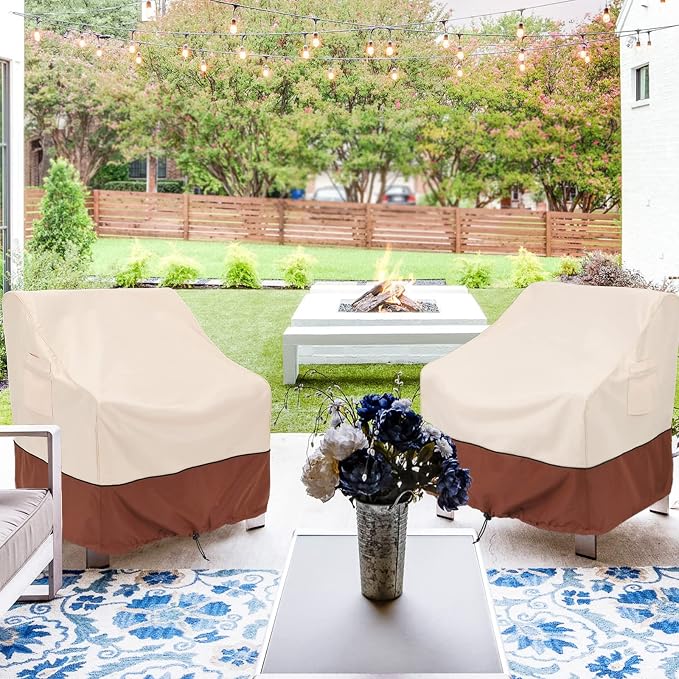 COSFLY Patio Furniture Covers 2 Pack, 600D Waterproof Outdoor Chair Covers for Deep Chairs, All-Weather UV Resistant Protection with Adjustable Straps & Air Vents, Fits up to 35" W x 38" D x 31" H - Image 8