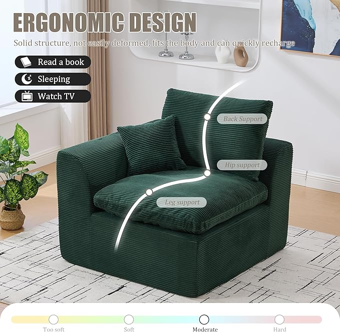80.3" Cloud Loveseat Boneless Sofas for Living Room, 2 Seaters Modular Foam Cloud Sofa Couches, 2 Seat Compression Foam Couch with Toss Pillows, No Assembly Required