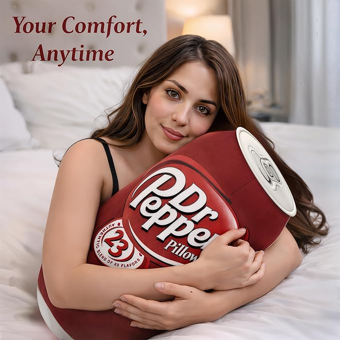 Doctor Pepper Pillow (20” x 10”) Oversized Throw Pillow – Cute Stuff for Home Decor & Room Decor Aesthetic | Soft & Cute Pillow for Room Decor | Funny Gifts for Soda Lovers.
