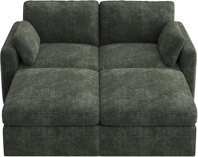 HONBAY Modular Sectional Couch, Sectional Sofa with Storage Seats, Chenille Sectional Couches for Living Room, Green