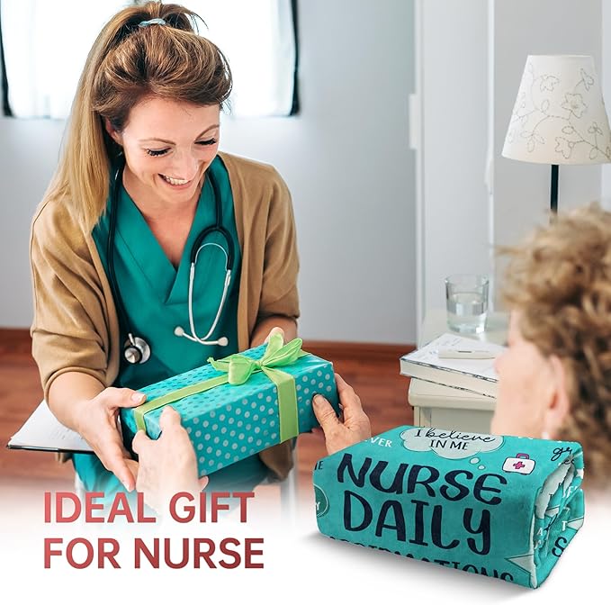 Craftique Nurse Gifts for Women Men, Nurses Week/Day/Appreciation Gifts- Soft Nurse Blanket with Daily Affirmations- LPN RN Gifts for Nurses, Nursing School Graduate Birthday Gifts