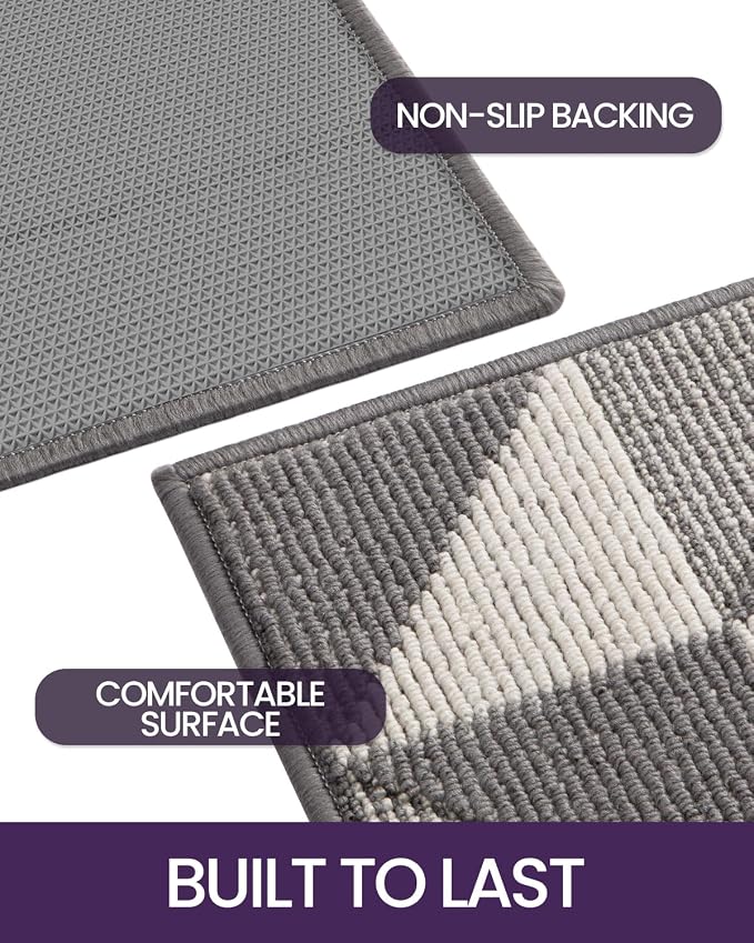 DEXI Front Door Mats for Entryway, 3x5 Non Slip Washable Low-Profile Entry Doormat, Absorbent Resist Dirt Inside Floor Entrance Mat, Patio, Grey/White - Image 4