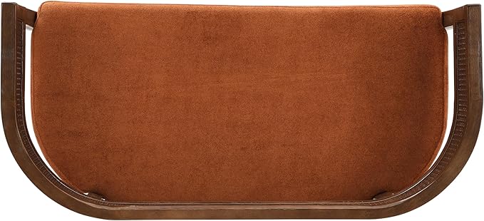 Christopher Knight Home Xiza Modern Fabric Upholstered Loveseat Sofa with Rubberwood Frame, Comfy 2-Seater Sofa Couch and Rattan Backrest, Love Seat Couches for Living Room, Dark Orange + Walnut