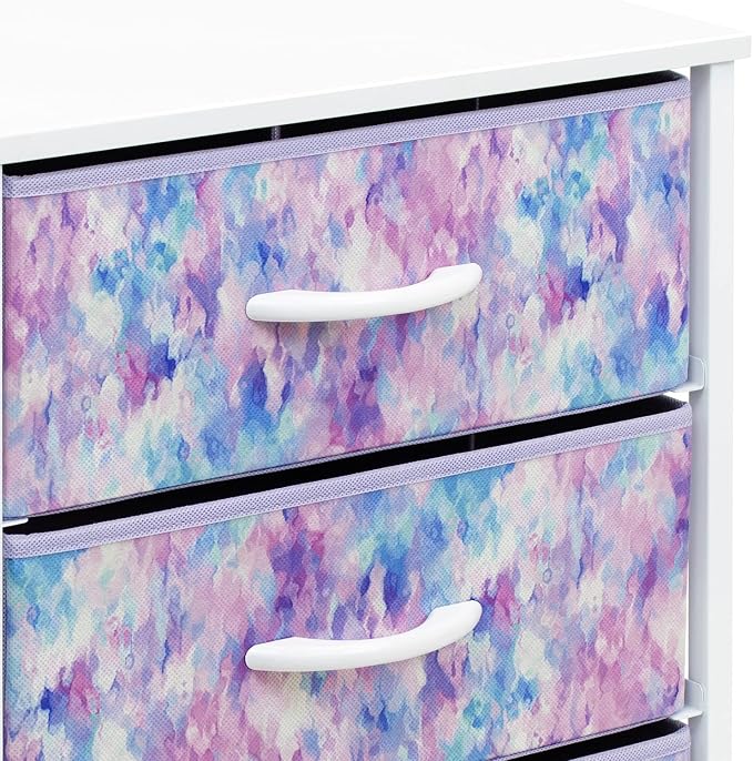 Sorbus Nightstand Storage Organizer with 3 Drawers - Kids Girls, Boys Bedroom Furniture Storage Chest for Clothes, Closet Organization - Steel Frame, Wood Top, Tie-dye Fabric Bin (Blue/Pink/Purple) - Image 7