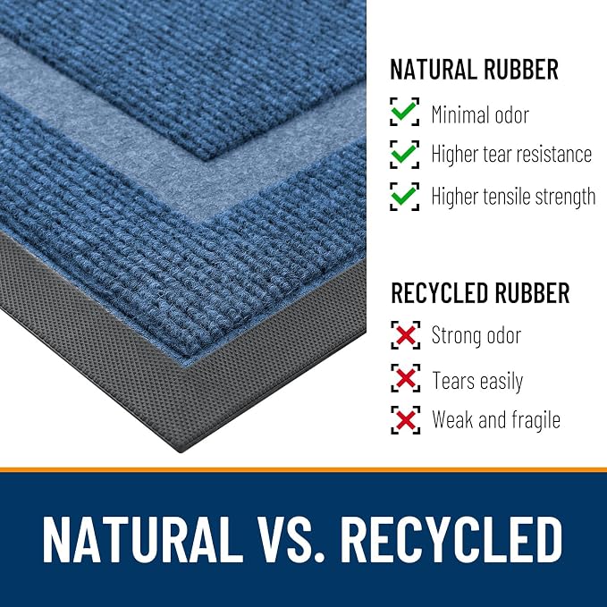 OLANLY Front Door Mat Indoor Outdoor Entrance, Waterproof All-Season, All-Weather Doormat, Sturdy Natural Rubber, Fade Resistant, Low Profile, Easy Clean Patio Porch Entryway Mat, 59x30, Light Blue - Image 4
