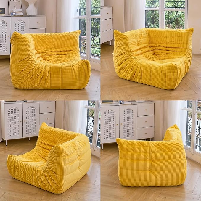 N&V Fireside Corner Chair, Mid Century Armless Floor Sofa, Soft Premium Corduroy Floor Lounge Chair, Foam Sofa Accent Chair for Living Room Bedroom and Office(Mint)