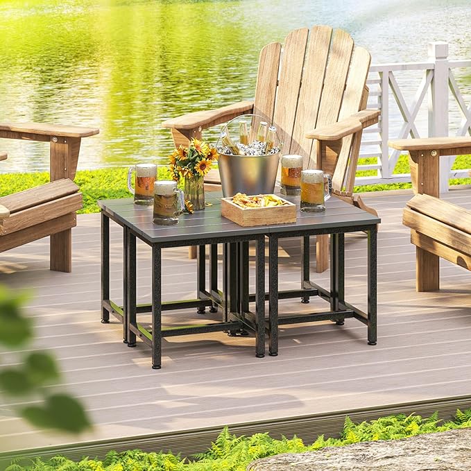 ODK Outdoor Side Table, Adirondack Patio End Table with Weather-Resistant, Waterproof Top for Hot Tub, Garden, Balcony, Poolside, Durable & Easy-to-Clean, Grey - Image 7