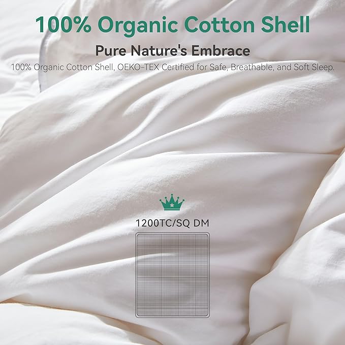 Three Geese Luxury Down Comforter King Size, All-Season Duvet Insert 106x90 Inch with 100% Cotton Cover, 72 Oz Weight