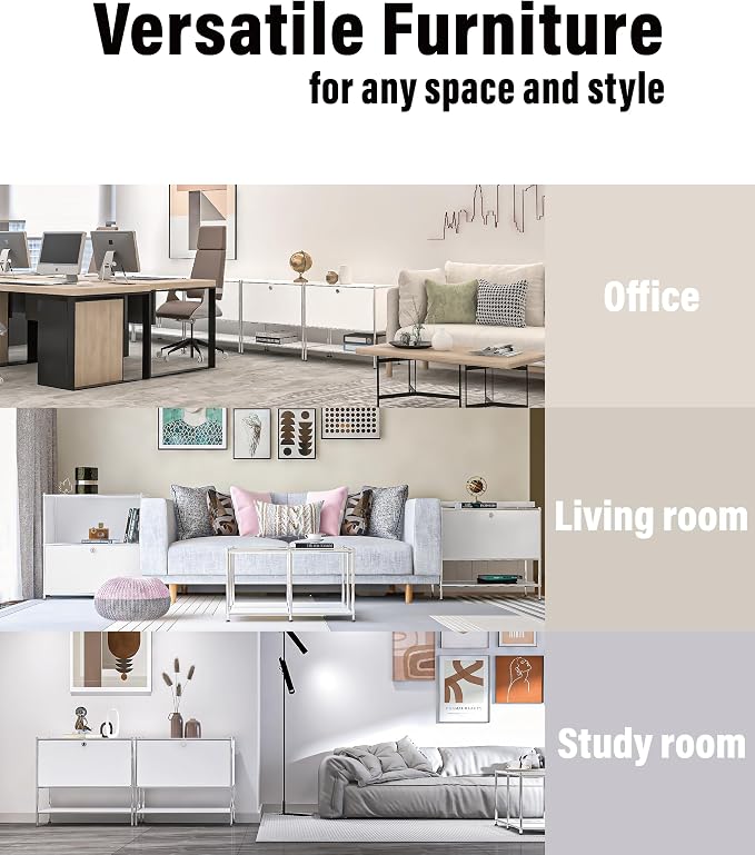 Metal Sidetable with Flap Door, 27.5" Height - DIY Modern Furnishing for Home, Office, Foyer, Bedroom - Night Stand, Book Shelf, Bookshelf, Cube Storage Organizer, Bedside Table (White) - Image 6