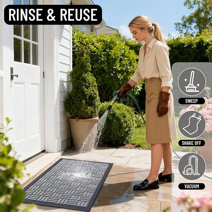 OLANLY Front Door Mat Outside Entrance 59x23, Absorbent, Heavy Duty Sturdy Natural Rubber Doormat Indoor Outdoor, Non-Slip, Stain and Fade Resistant, Low Profile Floor Mat for Entryway, Charcoal Gray - Image 7