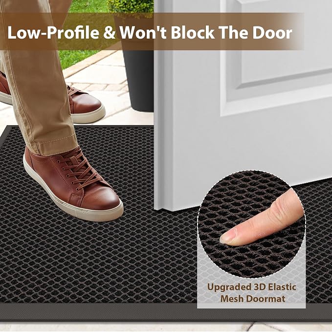 Front Door Mat Outside Entrance 24"x36" Brown,Heavy-Duty Dirt Trapper Outside Welcome Mat, Non Slip Durable Rubber Entrance Doormats for Entryway Porch, Stain Resist Waterproof All-Season All-Weather - Image 5