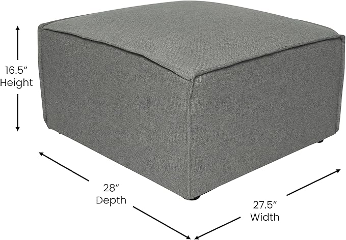 Flash Furniture Bridgetown Fabric Ottoman Module for Sectional Sofa, Customizable Modular Couch Ottoman, Dark Gray