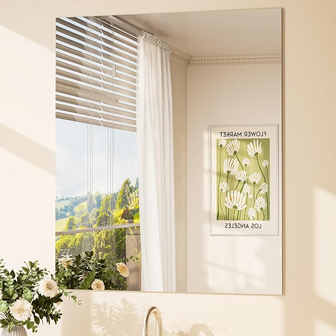 TETOTE Frameless Mirror 30" x 36" Frameless Tempered Bathroom Vanity Wall Mirror for Bedroom, Living Room, Entryway, Gym, Vertically/Horizontally by TETOTE