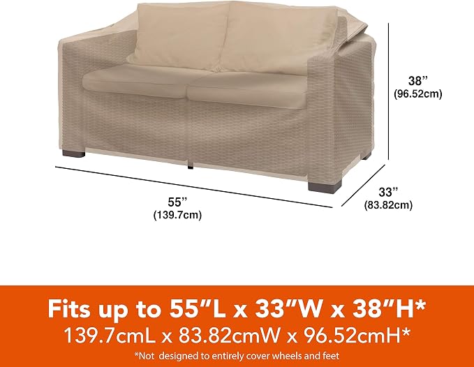 Modern Leisure Basics Patio Loveseat Cover, 55"L x 33"W x 38"H, Khaki - Image 2