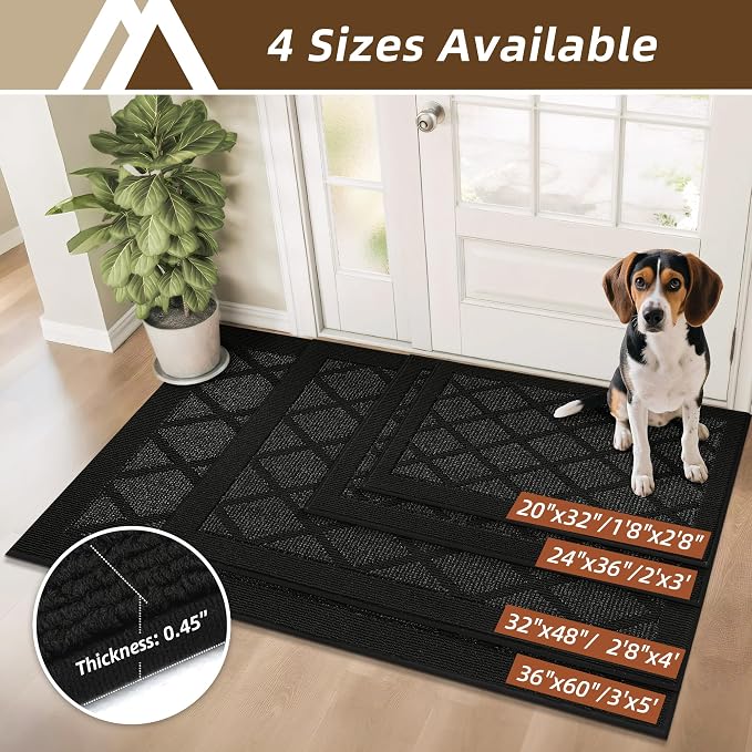 COSY HOMEER Non-Slip Door Mat 36"x60", Entryway Rugs Low Profile Absorbent Dirt Trapper Doormat for Front Entrance, Washable Polypropylene Entry Mat (Black) - Image 5