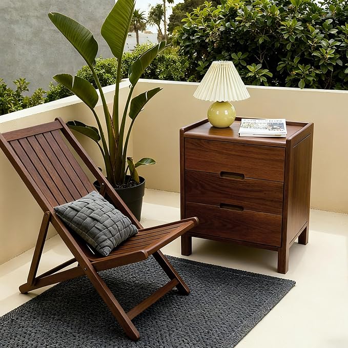 Nightstand, Solid Wood Small End Table w/3 Drawers, Modern Bedside Tables, Mid Century Night Stand, Bed Side Table, 15.75" W x 13.78" D x 21.65" H (Walnut) - Image 4