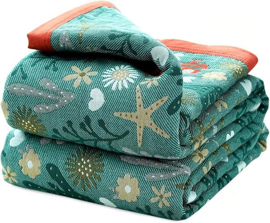 Boho Throw Blanket for Bed 100% Cotton Ultra Soft Rustic Quilt Spring Blanket Floral Farmhouse Decor Bed Blankets,60"x80" All Season Rustic Throw for Sofa Couch Chair