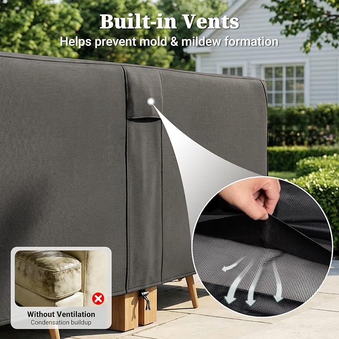 MR. COVER Heavy Duty Patio Furniture Covers, 900D Outdoor Furniture Cover Waterproof , Large Patio Set Covers Waterproof Outdoor for Dining Table and Chairs Combo, 113 x 76 x 28 Inch, Black - Image 9