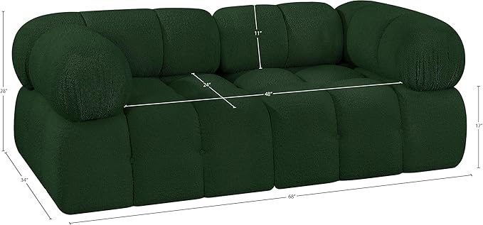 Meridian Furniture 611Green-S68A Ames Collection Modern | Contemporary Modular Sofa with Rich Green Boucle Fabric, Modular to Create Infinite Configurations, 68" W x 34" D x 28" H, Green