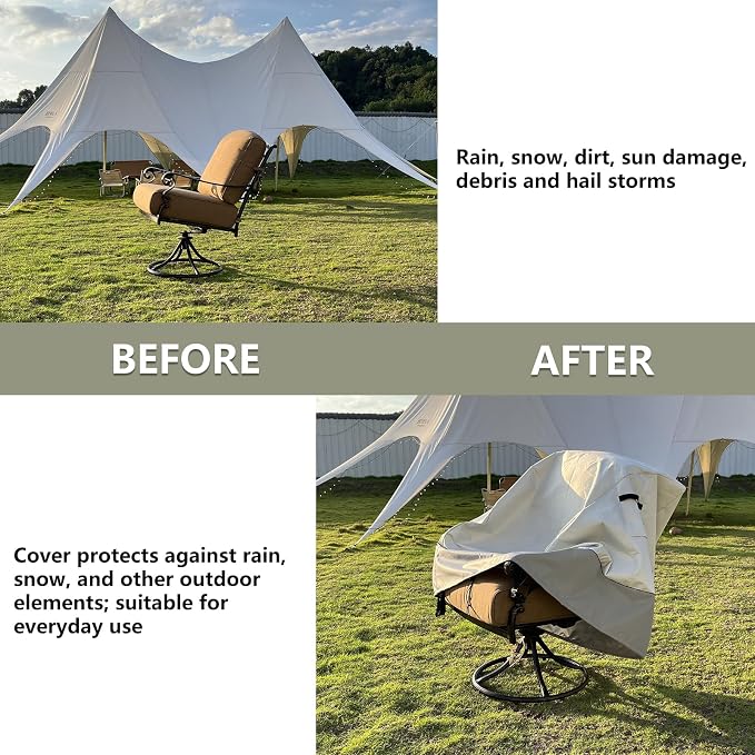 Outdoor Swivel Lounge Chair Cover 2 Pack,Waterproof Heavy Duty Outdoor Chair Covers,Patio Rocking Chair Covers for Outdoor Furniture,(30 W x 34 D x 38.5 H inches),White&Grayish Green - Image 5