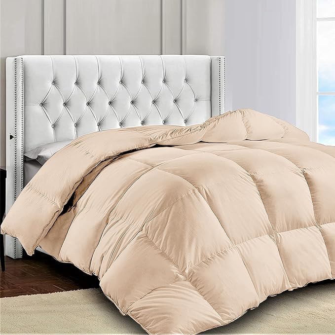 LUX Décor Twin Comforter – 92x68 Ultra-Soft Down Alternative Duvet Insert with Corner Tabs & Box Stitching, Hotel Quality Plush Microfiber Bedding, Oeko-TEX Certified - Beige