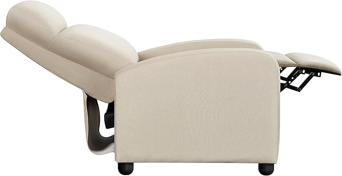 Topeakmart Fabric Recliner Sofa Push Back Recliner Chair Adjustable Modern Single Reclining Chair Upholstered Sofa with Pocket Spring Living Room Bedroom Home Theater Beige
