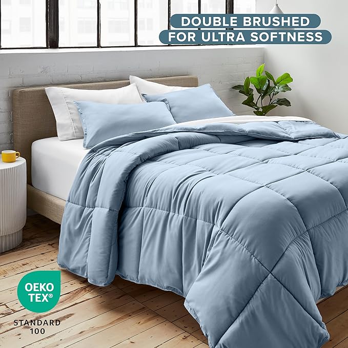 Bare Home Comforter Set - Cal King Size - Ultra-Soft - Goose Down Alternative - Premium 1800 Series - All Season Warmth (Cal King, Dusty Blue)