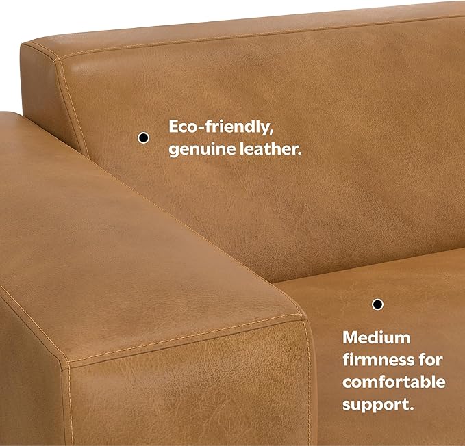 SIMPLIHOME Rex Left-Arm Sofa Module in Full-Grain Genuine Leather, Sienna, 44-inches Wide, Handcrafted Modern-Style Left-Arm Accent Chair for Living Room and Family Room