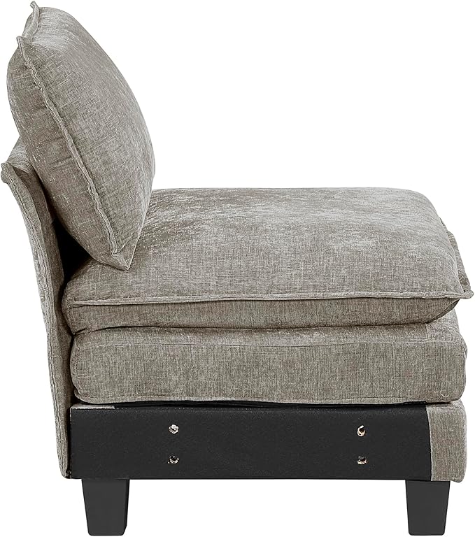 Lexicon Modular Sectional Sofa, Module for Sectional Couch, Armless Chair, Removable Cushion Cover, Soft Upholstery, Durable Frame, Customizable Comfort, Chenille Dark Pewter