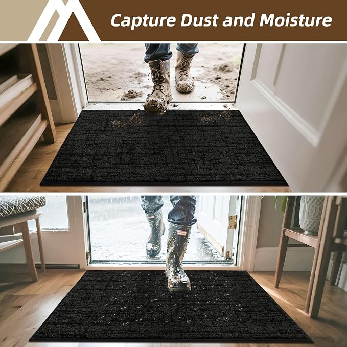 COSY HOMEER Door Mat 20" x 48" Non-Slip Washable Entryway Rug,Dirt Trapper Door Mat Indoor Entrance,Stain Resistant Absorbent Welcome Mats for Front Back Doormats and Wet Shoes,Black - Image 4