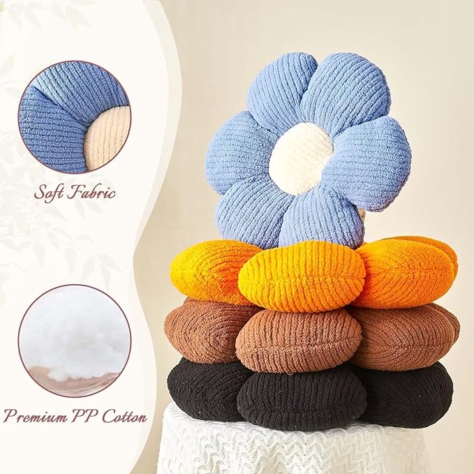 Kcvvcr Flower Throw Pillow, Soft Orange 14.9" Shaped Floor Pillow for Home Decor, Cute Aesthetic Plush Decorative Pillows for Bed, Sofa, Couch
