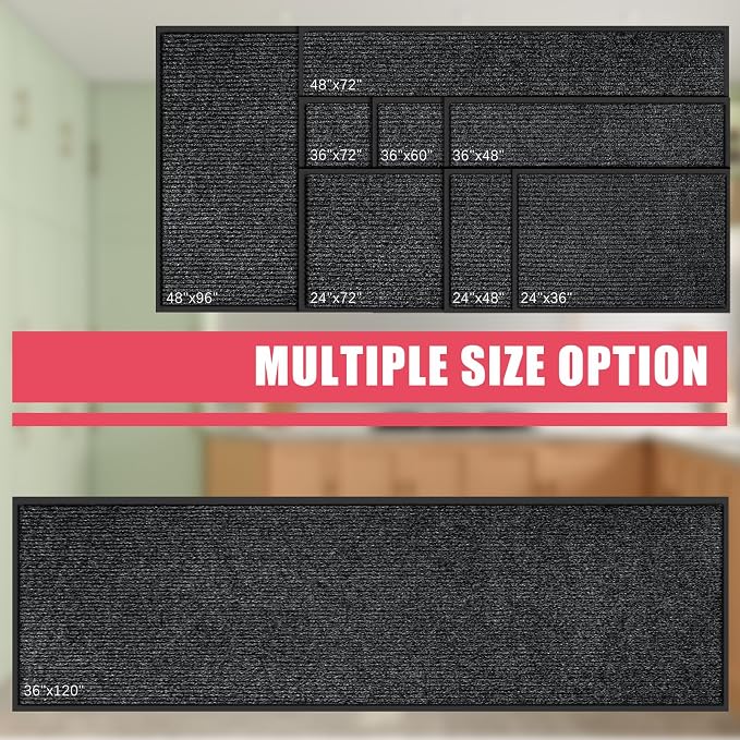 Kuyal Front Door Mat, 2'x6' Indoor Outdoor Entrance Mat, Commercial Floor Mats Inside Outside Entrance, Heavy Duty Durable Welcome, Rubber Backing Non Slip Outdoor Mats for Entryway,Black - Image 7