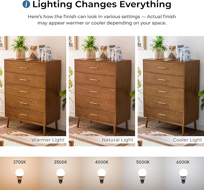 Furniture of America Wyatt Modern Solid Wood Bedroom Collection with Queen Bed Frame, Nightstands, Dresser with Mirror, Chest, No Box Spring Needed, Walnut, Boucle Platform, 6-Piece Set
