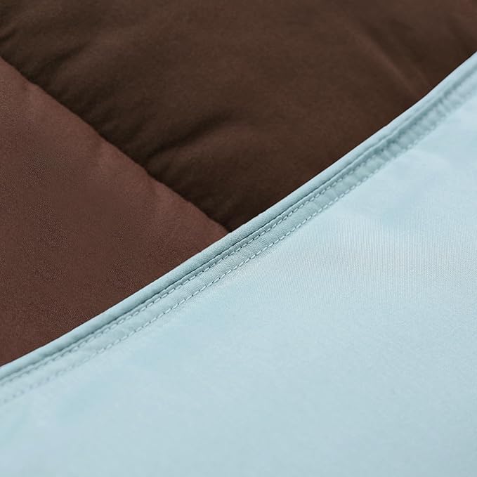 Superior Reversible Down Alternative Comforter, Medium Weight Bedding for All Season Use, Fluffy, Warm, Delicate and Soft Quilt, Bedding Duvet Inserts & Bed Sets, Twin/Twin XL Size, Chocolate Sky Blue