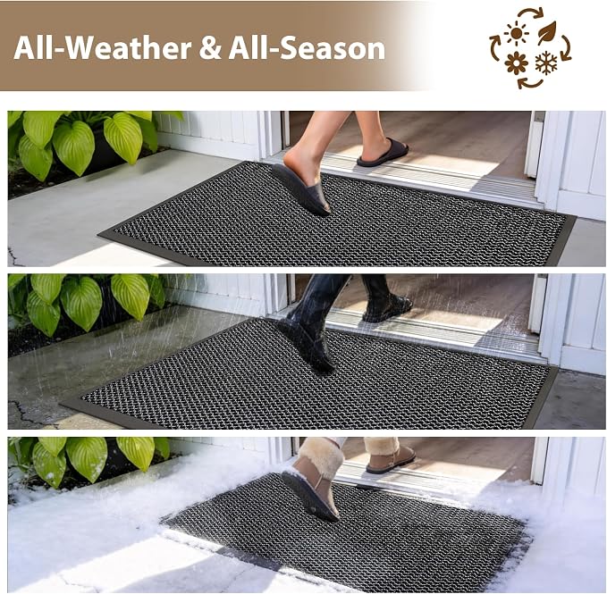 Front Door Mat Outside Entrance 32"x48" Grey,Heavy-Duty Dirt Trapper Outside Welcome Mat, Non Slip Durable Rubber Entrance Doormats for Entryway Porch, Stain Resist Waterproof All-Season All-Weather - Image 8