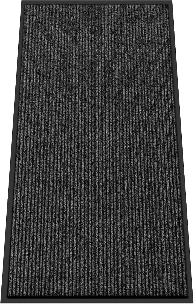 Kuyal Front Door Mat, 4'x8' Indoor Outdoor Entrance Mat, Commercial Floor Mats Inside Outside Entrance, Heavy Duty Durable Welcome, Rubber Backing Non Slip Outdoor Mats for Entryway,Black by Kuyal