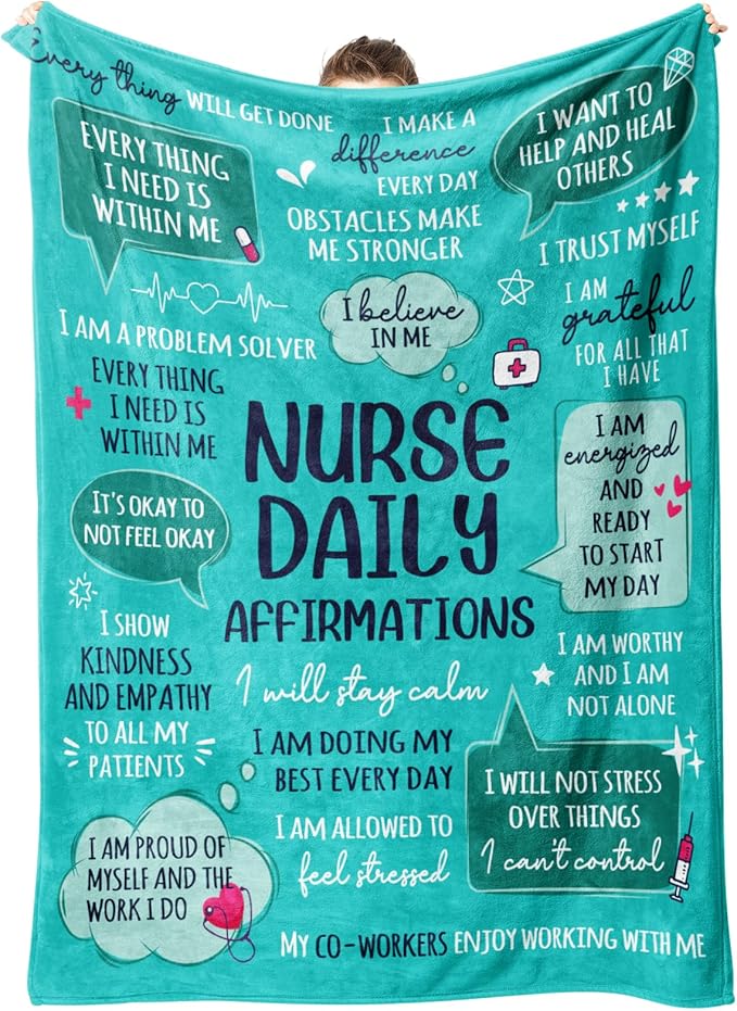 Craftique Nurse Gifts for Women Men, Nurses Week/Day/Appreciation Gifts- Soft Nurse Blanket with Daily Affirmations- LPN RN Gifts for Nurses, Nursing School Graduate Birthday Gifts