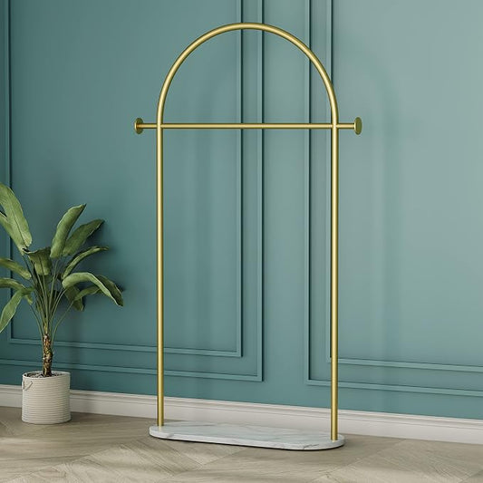 HKaikzo Gold Clothing Rack with Real Marble Base – 67" Freestanding Garment Display Stand, Holds 150+ lbs, Modern Metal Coat Rack for Boutique Store, Entryway, Bedroom & Small Spaces by HKaikzoOriginalityClothingRackFamily
